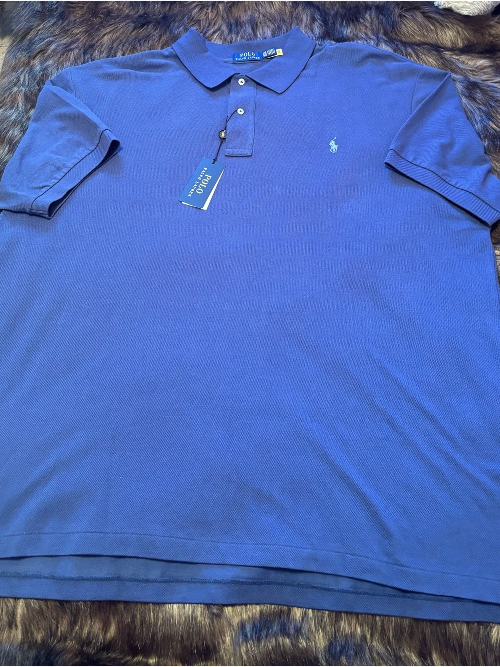 Ralph Lauren Men's Polo Shirt in Blue with Light Blue Pony Logo
